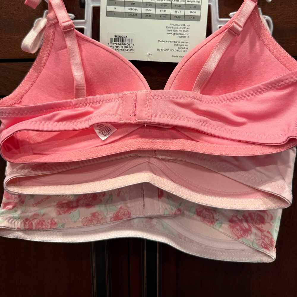 Bebe NWT Girls Sz 32A 3 Pack Pinks & Floral Slightly Padded Bras (I049) - Picture 6 of 9
